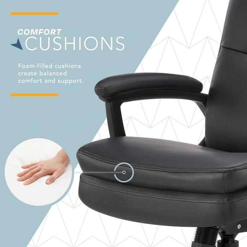CLICK365 Click365 Classic Comfort Executive Office Chair, Ergonomic Mid-Back, Double-Layer Seat Cushion