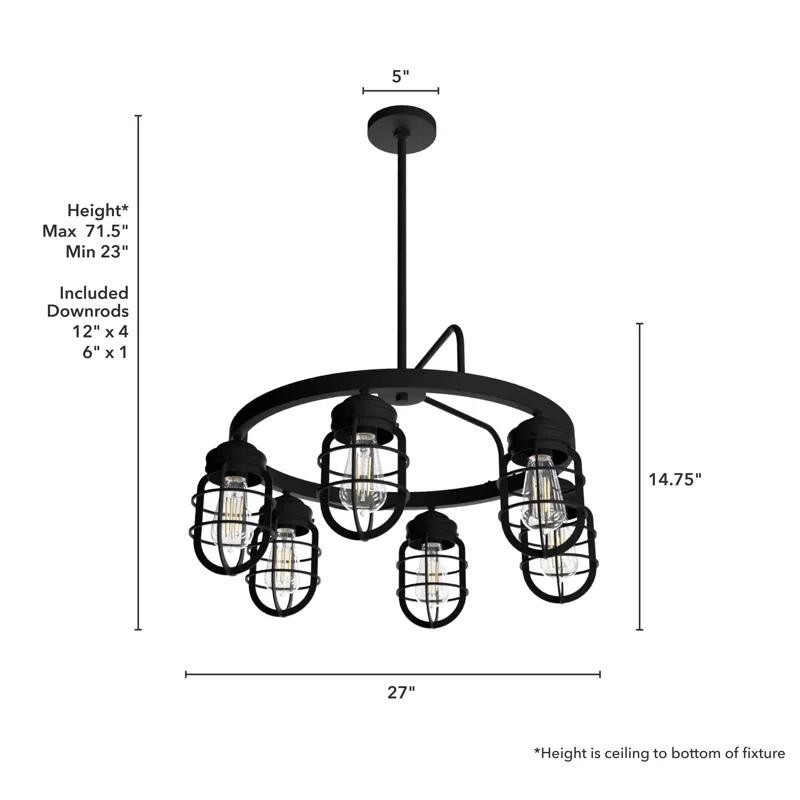 Hunter Fan Starklake 6 - Light Unique / Statement Wagon Wheel Chandelier