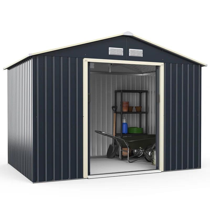 Costway 9.1 ft. W x 6.3 ft. D Metal Storage Shed