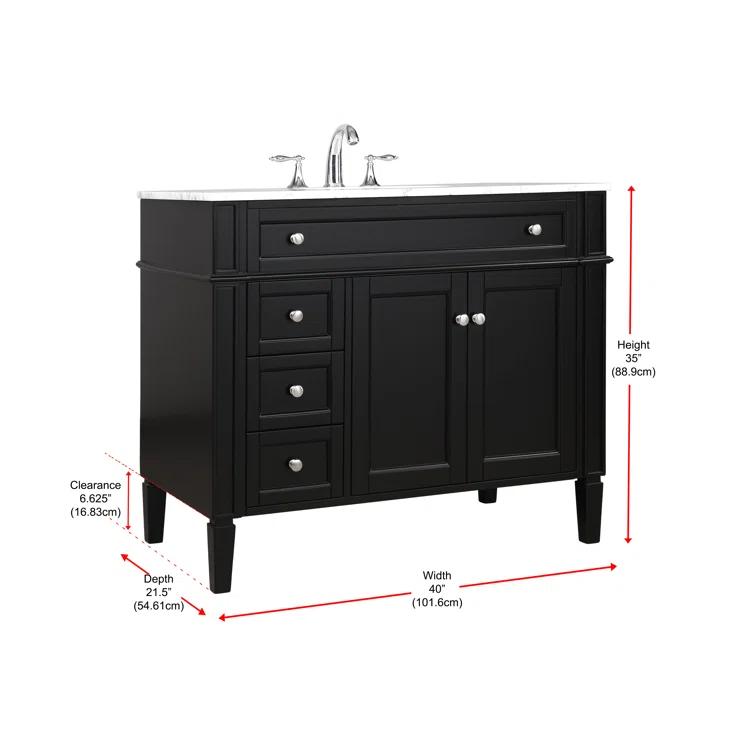 Rivers 40" Free-Standing Single Bathroom Vanity Set with Marble Vanity Top