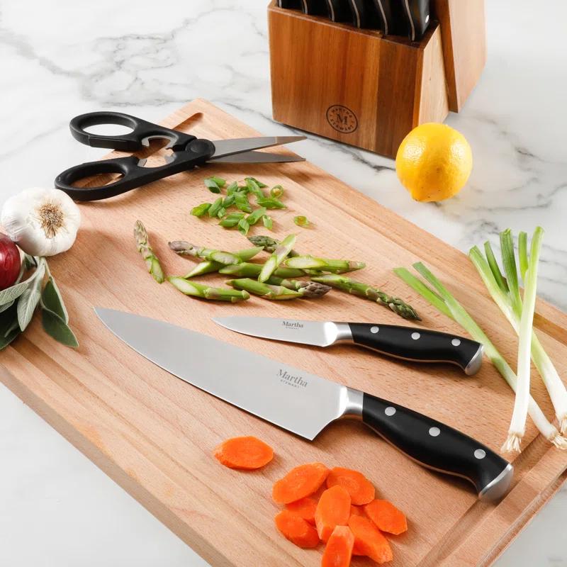 Martha Stewart Martha Stewart Stainless Steel 14 Piece Cutlery And Knife Block Set In Black