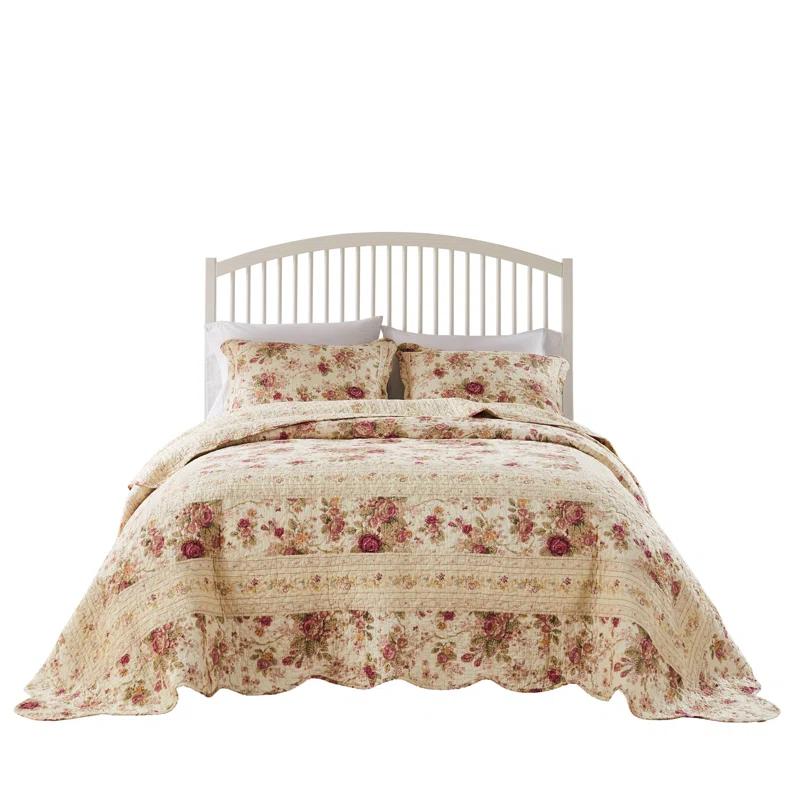 Antique Rose Cotton Reversible Quilt Set
