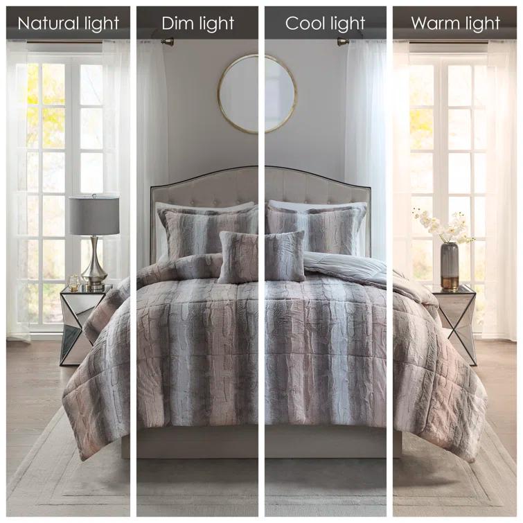 Madison Park Zuri Faux Fur Comforter Set