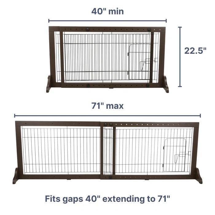 TRIXIE TRIXIE Freestanding Pet Gate with Pet Door, Adjustable Width, 22.5 in Height
