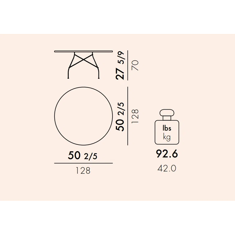 Kartell Glossy Round Metal Base Dining Table