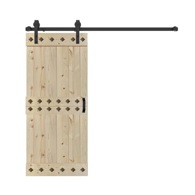 IsLife 84'' Solid Wood Paneled Matte with Installation Hardware Kit Barn Door