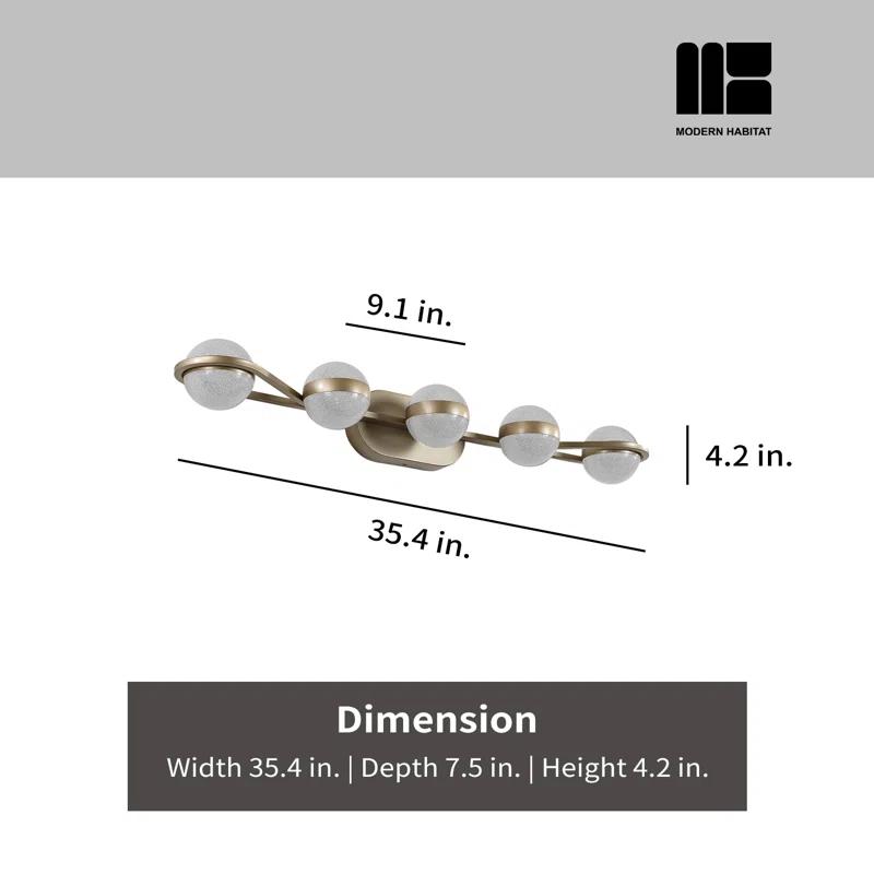 Modern Habitat DivineDazzle 5 - Light Dimmable Gold LED Vanity Light