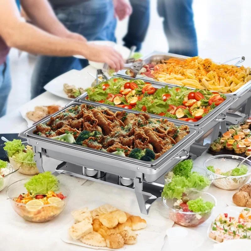 The Party Aisle™ Chafing Dishes For Buffet 4 Pack, 8 Qt Stainless Steel Chafers And Buffet Warmers Sets With Lid, Rectangle Serving Food Warmer Catering Supplies Buffet Display For Parties