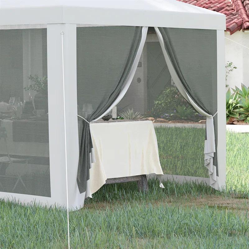 Tryimagine Outsunny 10' X 28' Party Tent Canopy, Outdoor Event Shelter Gazebo With 8 Removable Mesh Sidewalls, Zipper Doors, Steel Frame