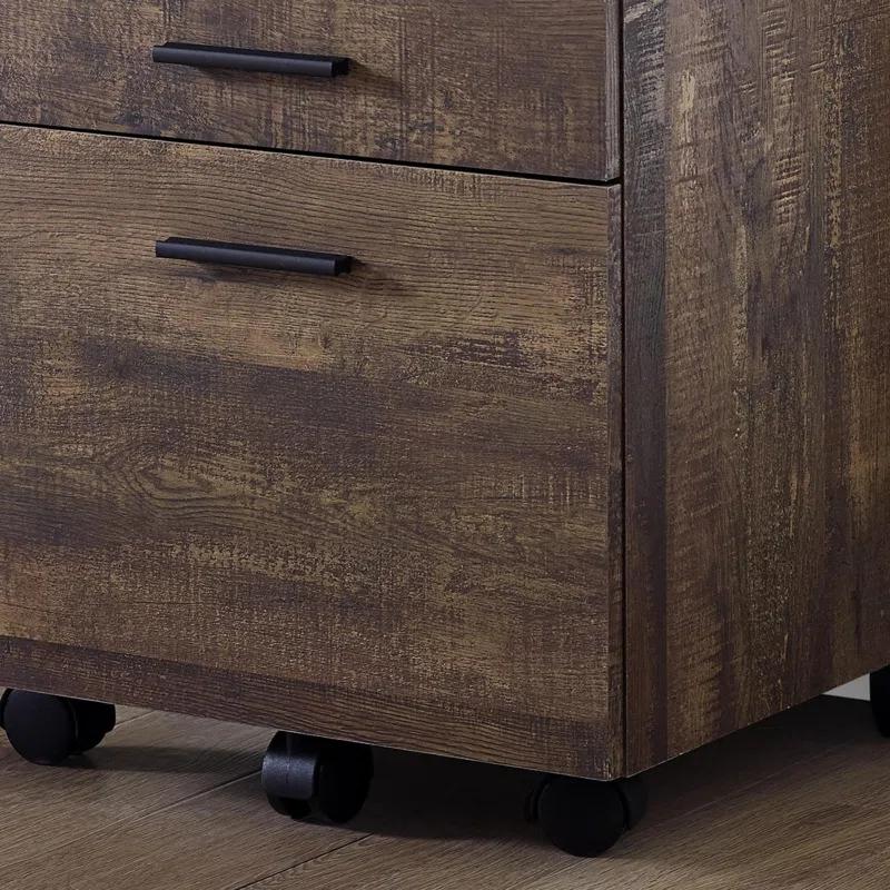 Millwood Pines File Cabinet, Rolling Mobile, Storage Drawers, Printer Stand, Office, Work, Brown Laminate, Contemporary, Modern