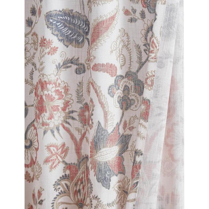 Red Barrel Studio® Floral Semi-Sheer Curtains Bohemian Light Filtering Window Treatments Set, Panels)