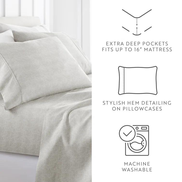 4 Piece Sheet Set Patterned Microfiber Ultra Soft Bedding
