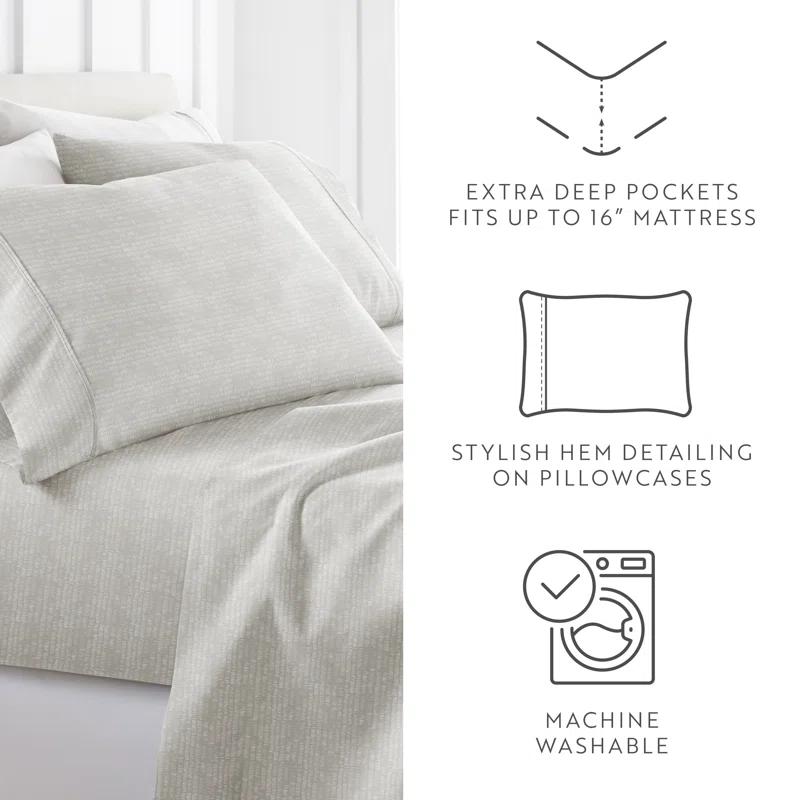 4 Piece Sheet Set Patterned Microfiber Ultra Soft Bedding