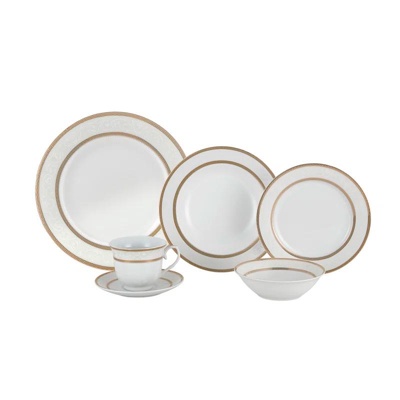 Lorren Home Trends 24 Piece Porcelain China Dinnerware Set - Service for 4