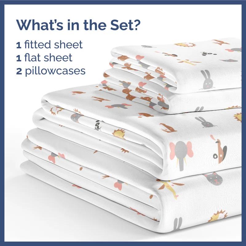 CGK Linens 4 Piece Kids Microfiber Sheet Set - Wrinkle Free - Cute, Cozy, Soft