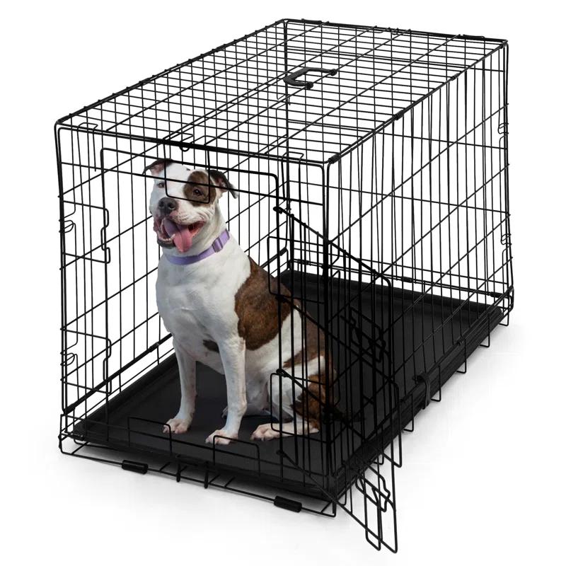 CAPHAUS Tucker Murphy Pet™ Foldable Dog Crate, Wire Metal Dog Kennel w/Leak-Proof Pan