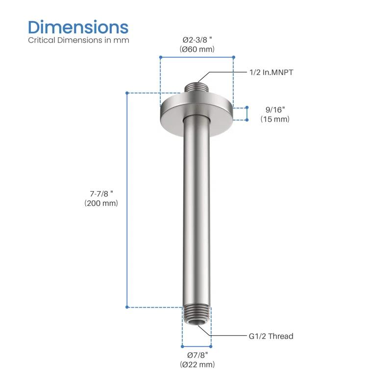 KIBI SA0801BN Circular 8" Ceiling Mounted Shower Arm