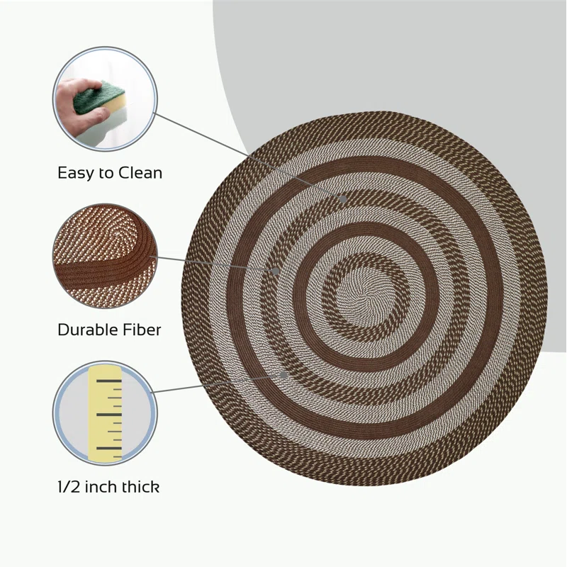 August Grove® Brod Brown Indoor/Outdoor Area Rug- Round Rug