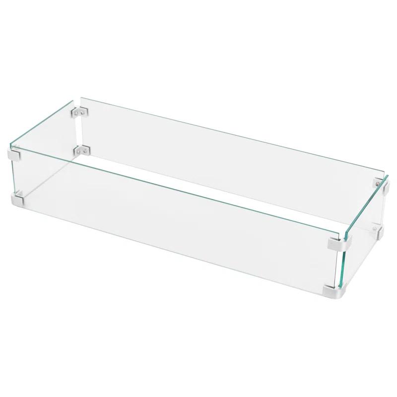 NUU GARDEN Glass Wind Guard For Fire Pit Table, Tempered Glass Heat Resistance