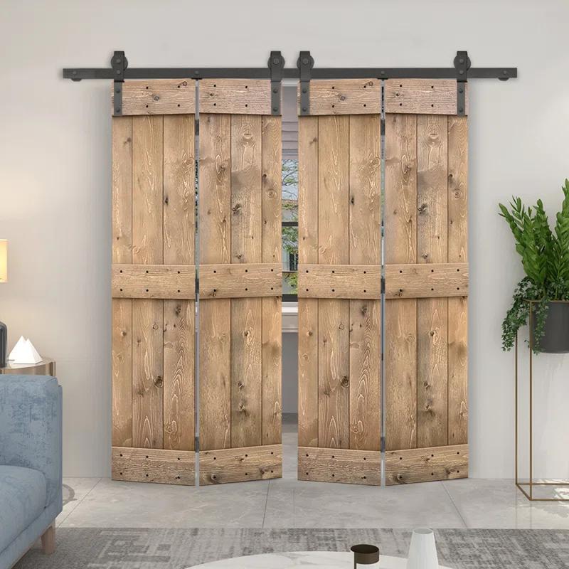 Calhome 84'' Solid Wood Barn Doors Painted Bi-Fold Door