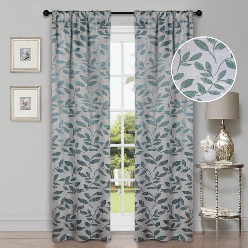 Superior Modern Bohemian Leaves Polyester Machine Washable Room Darkening Blackout Curtains by Superior (Set of 2)