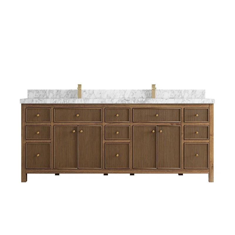Willow Collections 84'' Double Bathroom Vanity with Quartz Top
