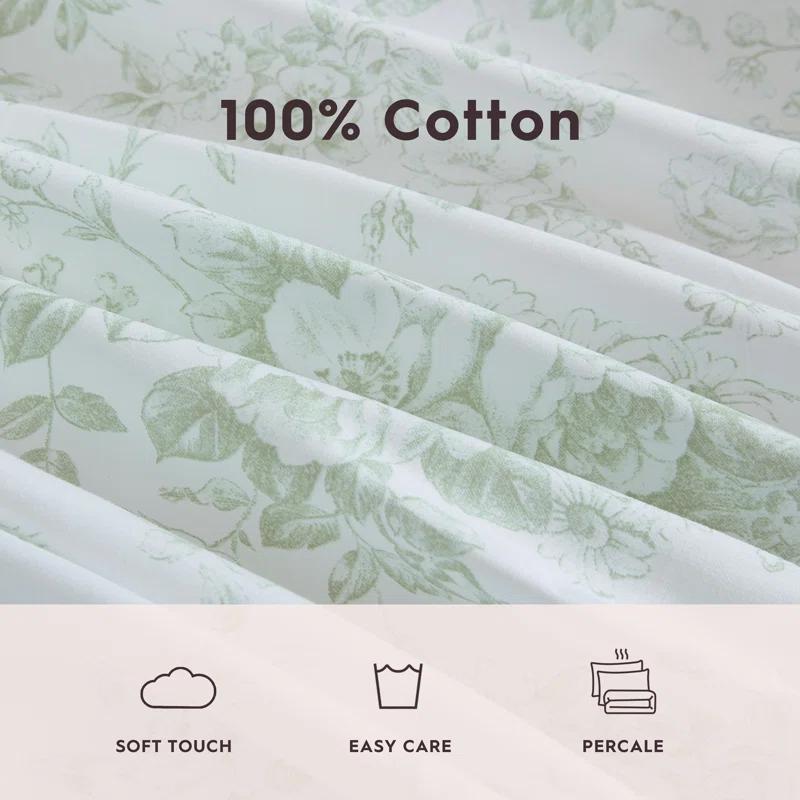 Laura Ashley Printed Cotton Percale Sheet Set