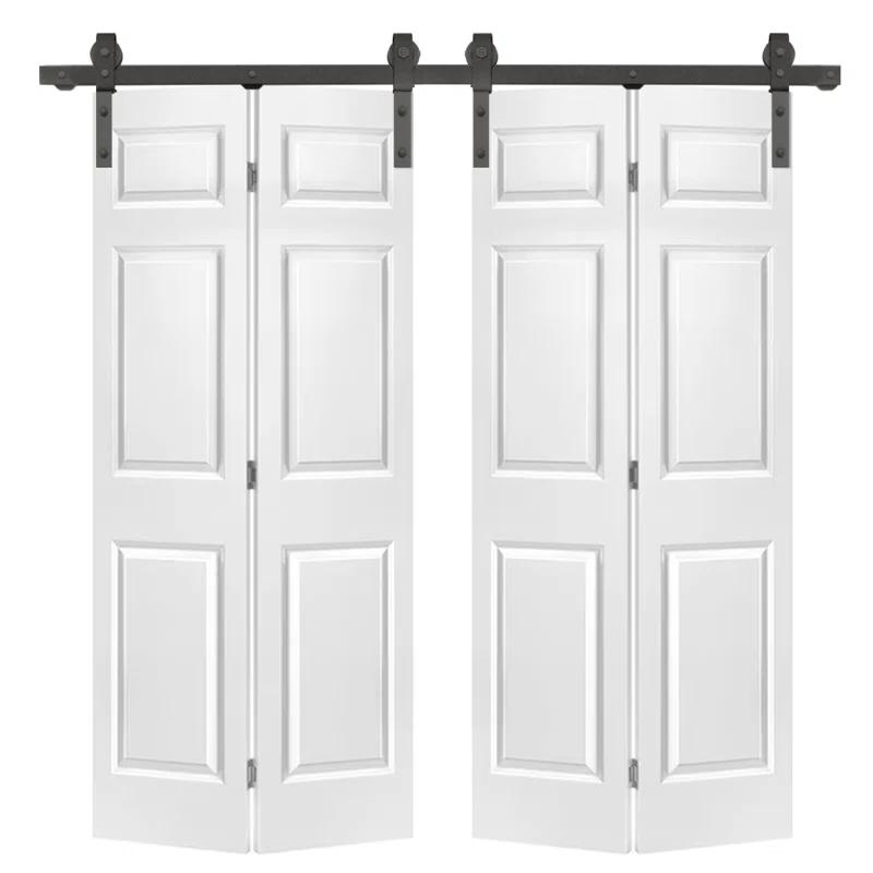 Calhome Paneled MDF Composite Double Bifold Barn Doors with Installation Hardware Kit