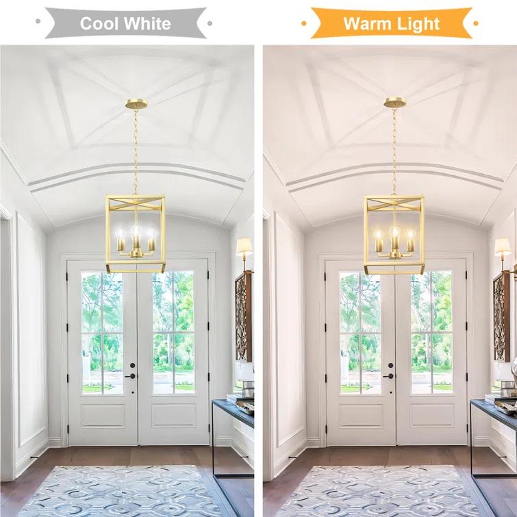 17 Stories Keya 4 - Light Iron Dimmable Lantern Geometric Chandelier