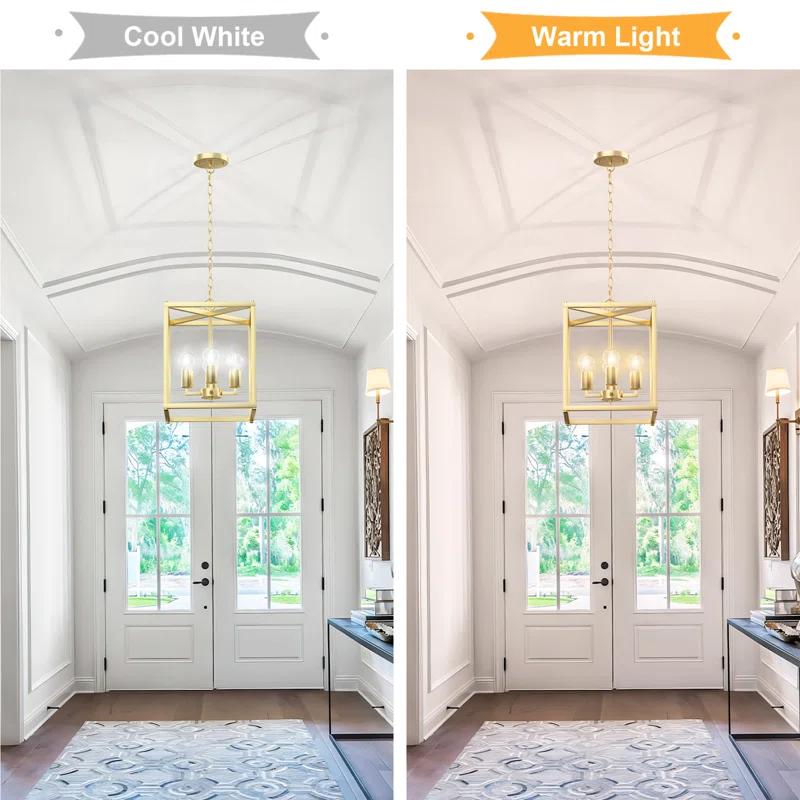 17 Stories Keya 4 - Light Iron Dimmable Lantern Geometric Chandelier