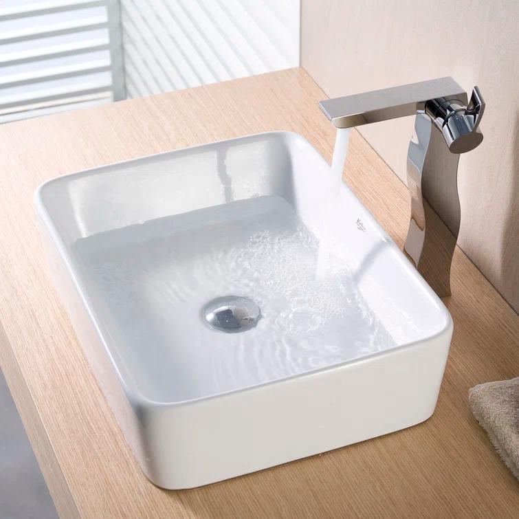 Kraus Ceramic Rectangular Vessel Bathroom Sink KCV-121-CH