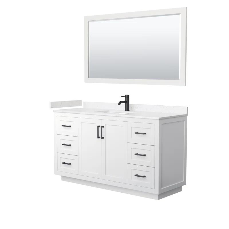 Wyndham Collection Miranda 60" Freestanding Single Bathroom Vanity with Cultured Marble Top with 58" Mirror