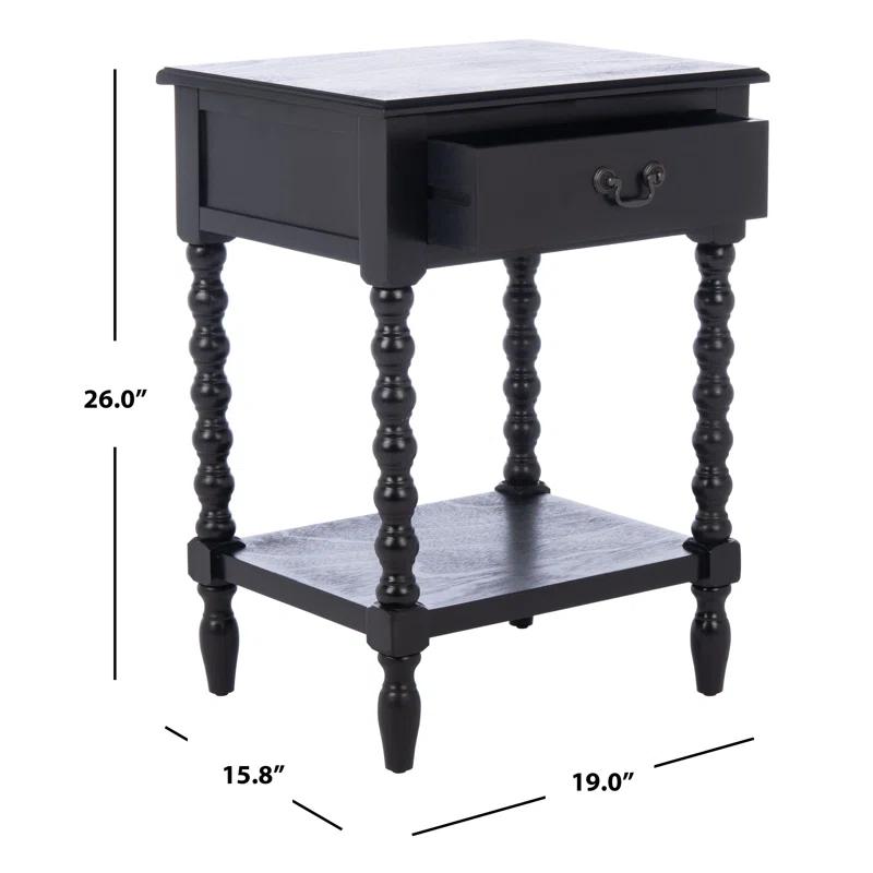 Dakota Fields Solid Wood Top End Table with Storage