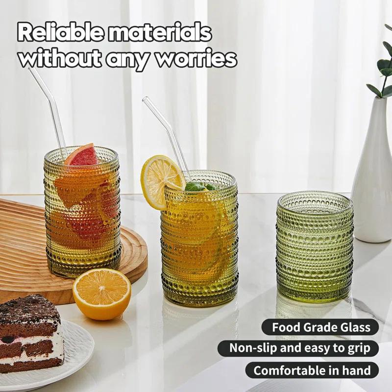 Vintage Glassware Drinking Glass Set of 6, Nailhead Glass