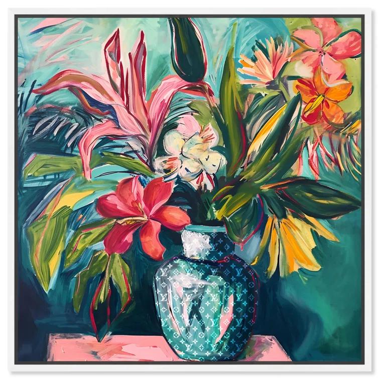Art Remedy Art Remedy Vase Of Tropical Flowers Framed Flowers In Vase Paintings 55511