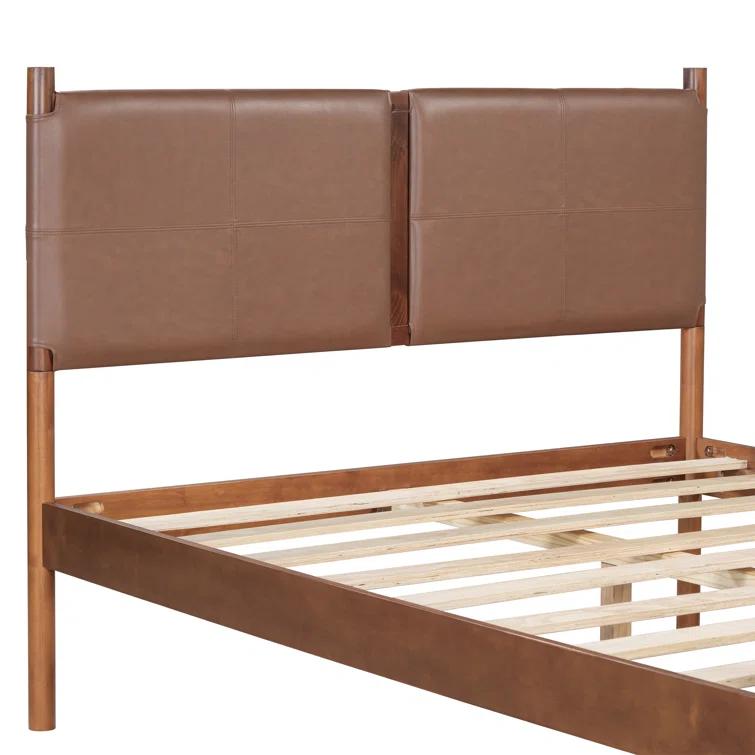 Christopher Knight Home Samson Queen Size Brown Leather Upholstered Platform Bed