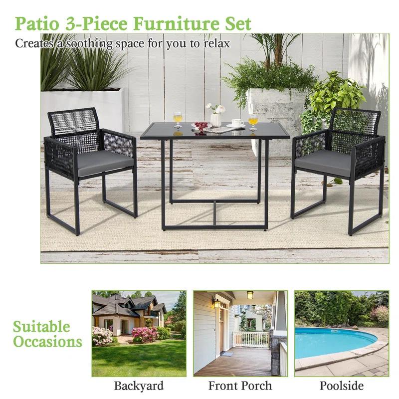 Wrought Studio™ Delyza 2 - Person Patio Conversation Sets with Cushions