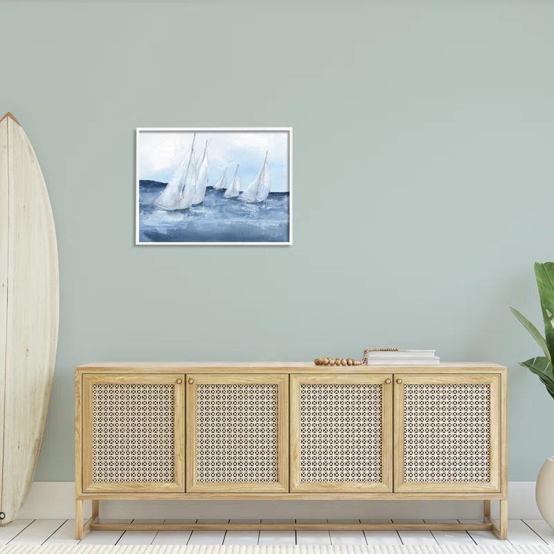 Stupell Industries " White Sailboats Coasting Ocean Waters Blue Tide " by Chris Paschke