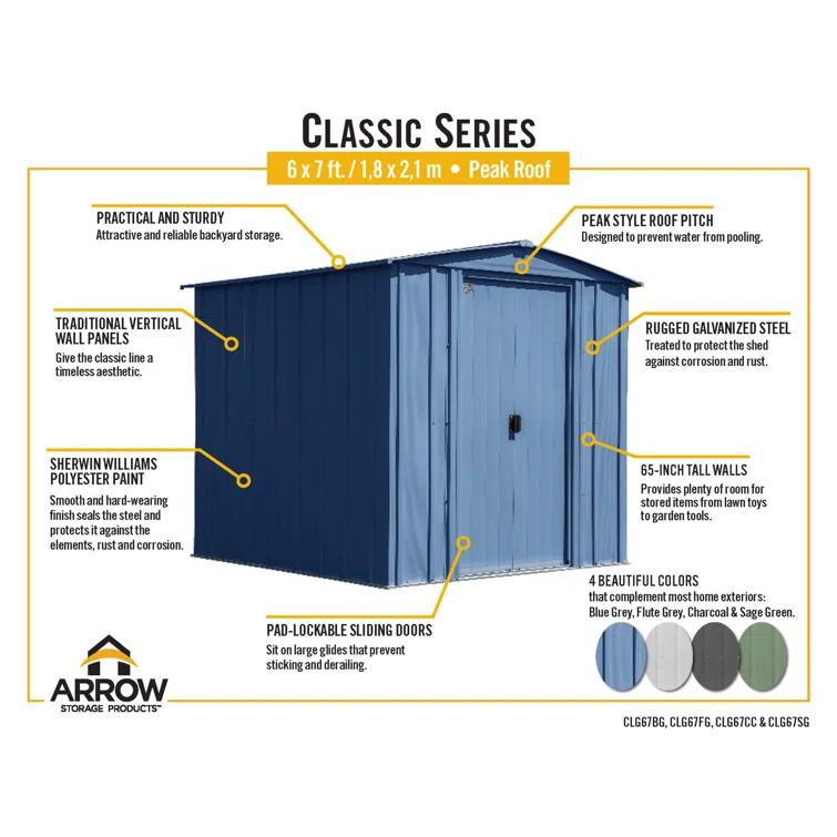 Arrow 6 ft. W x 7 ft. D Steel Vertical Storage Shed