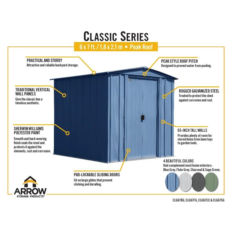 Arrow 6 ft. W x 7 ft. D Steel Vertical Storage Shed