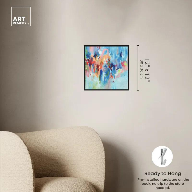 Art Remedy Art Remedy New Sky Framed Blue Abstract 1 Piece Canvas Wall Art 57079