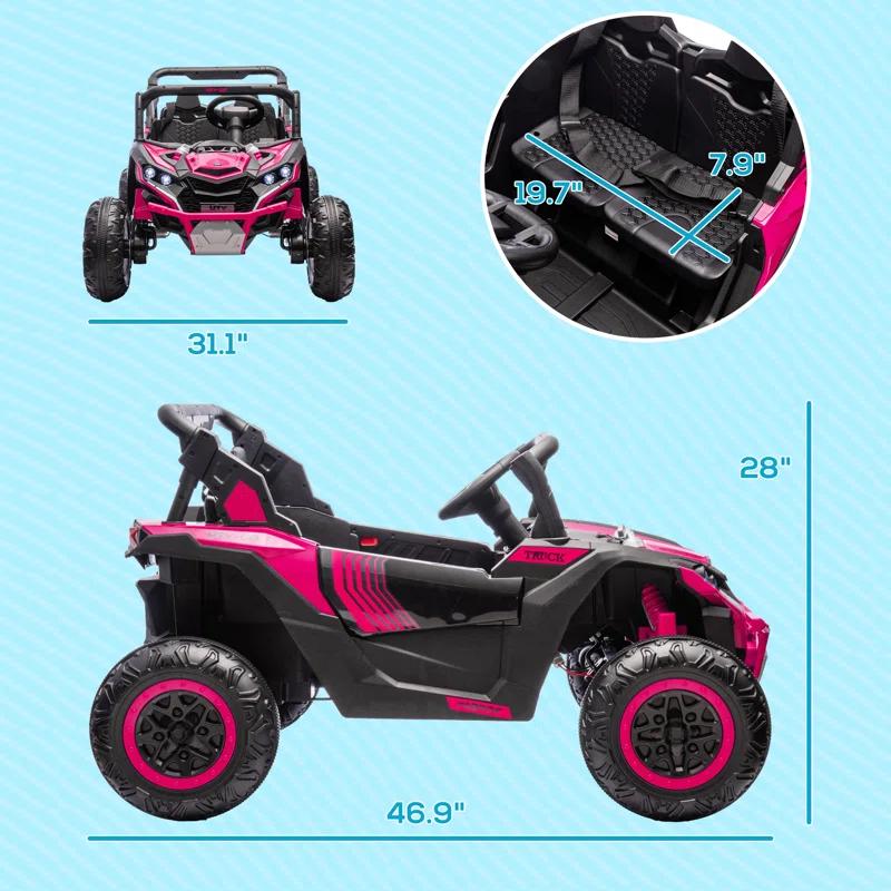 Qaba 24V 7AH Ride on Car, 2 Seater 4MPH Ride on UTV Battery Powered Toy Car