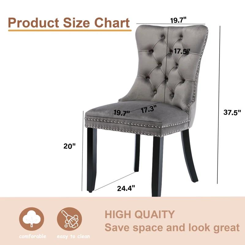 Rosdorf Park High-end Tufted Velvet Upholstered Nailhead Dining Chair