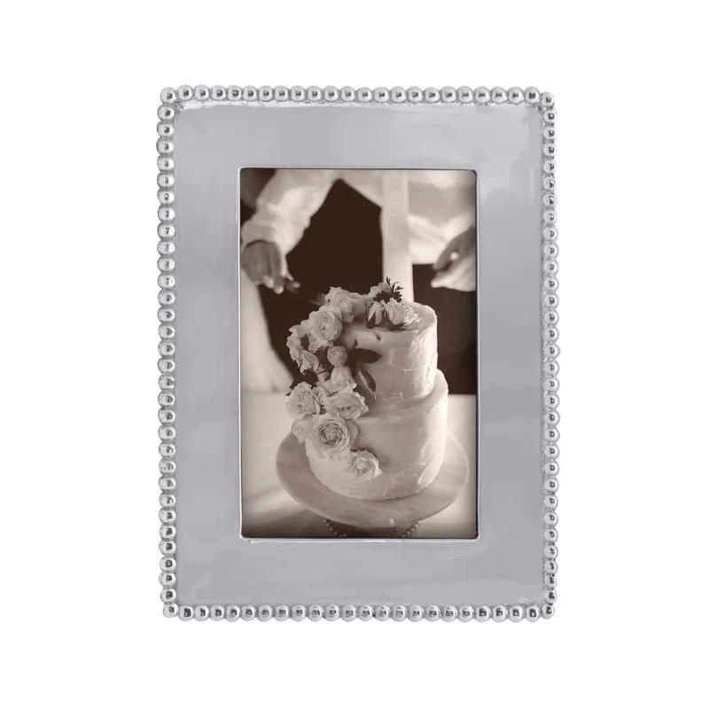 Beaded Silver Metal Beaded Picture Frame