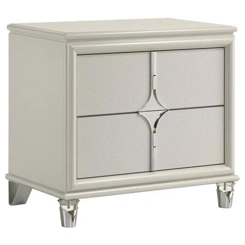 Olivia 2-Drawer Nightstand Bedside Table Pearl White