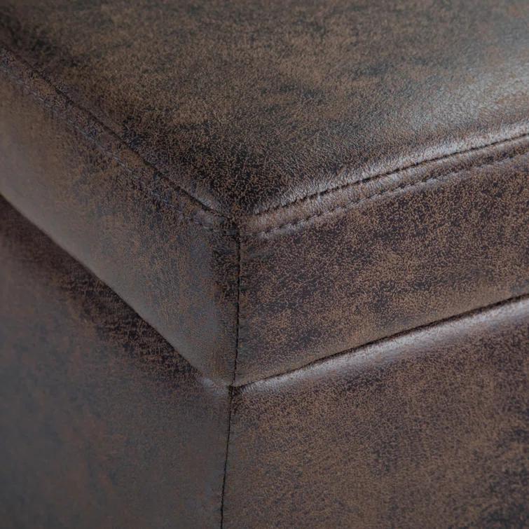 Simpli Home Avalon 48"W Upholstered Storage Ottoman Bench with Large Interior Storage
