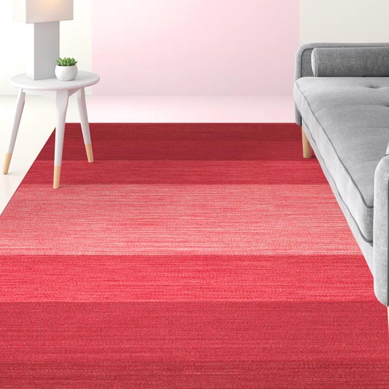 Chandra Rugs Rectangle: 2' x 3' - India Red Striped Rug