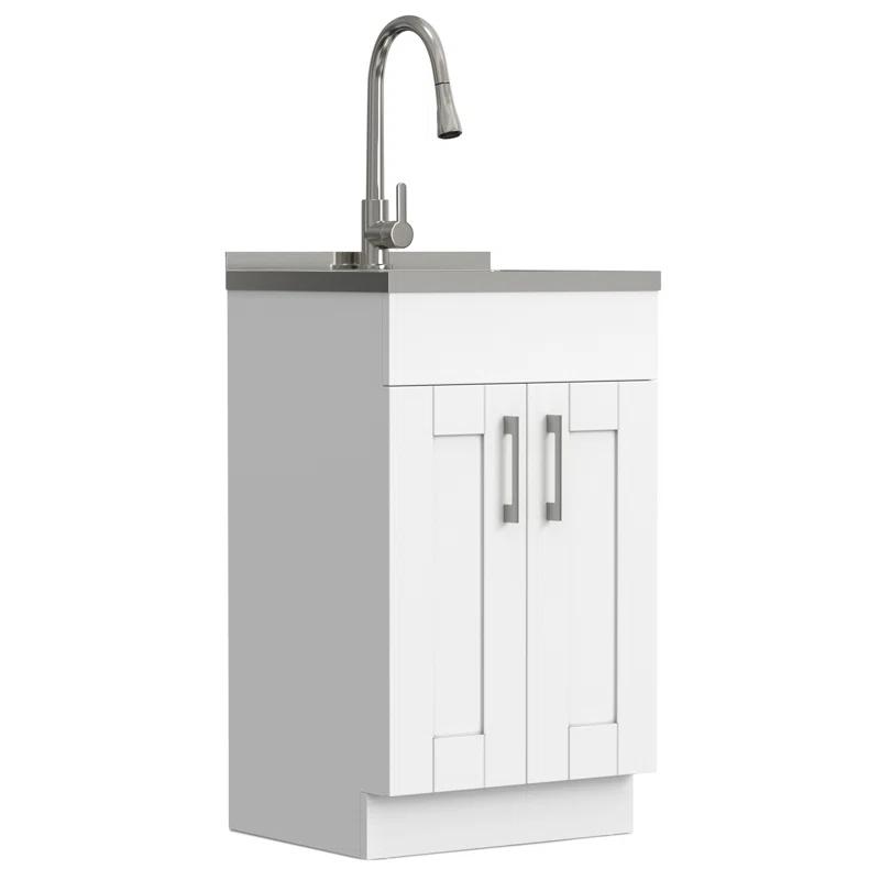Modern Wide Shaker All-In-One 20-inch Laundry Utility Sink and Cabinet