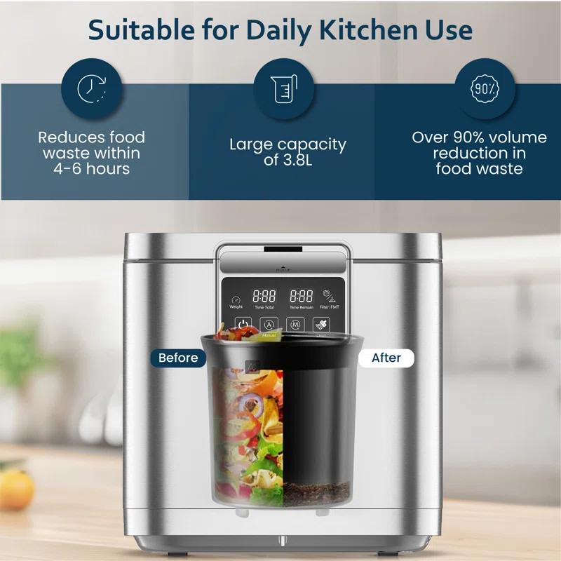 Culinary Chef Culinary Chef,  3.8l Smart Electric Food Waste Composter, Stainless Steel