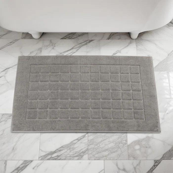 Nora Cotton Terry Solid Absorbent Thick Checkered Washable Bath Mat Set Of 2